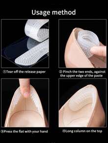 2pcs Silicone Heel Stickers Heels Grips Women Men Anti Slip Heel Cushions Non-Slip Inserts Pads Foot Heel Care Protector,Shoes And Boots Accessories, Back To School Supplies - 透明 - 查看 2