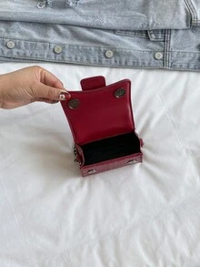 1个迷你时尚鳄鱼纹手提包，带肩带，圣诞礼物，女士钱包，送她的礼物，手提包 - 紅色 - 查看 10