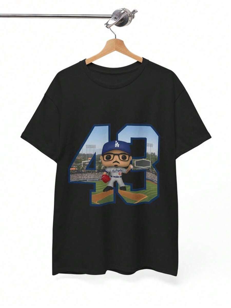Dodgers Banda Number 43 Figurine T-Shirt - Unisex Heavy Cotton Tee - 黑色 - 查看 1