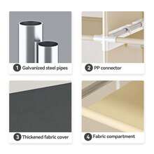 A Large-Capacity Dustproof Simple Wardrobe With 6 Storage Spaces, Suitable For Families, Bedrooms, Rental Houses, International Students, And Various Storage Scenarios. - 灰色 - 查看 7