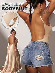 1 件大码女式修身露背无缝紧身衣，性感连体内衣塑身衣，夏季内衣