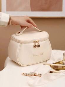 1pc Waterproof Travel Makeup Bag, Large Capacity PU Cosmetic Organizer Bag, Portable Travel Toiletry Bag, Multiple Colors Available, Can Store Cosmetics, Makeup Brushes, Toiletries, Couples Gift, Mom's Makeup Organizer, Bathroom Essentials, Back To School Essential