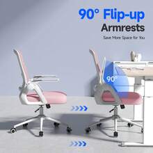 GartistGo Swivel Computer Chair With 90° Flip-Up Armrest & Lumbar Support For Home & Office - Pink - View 5