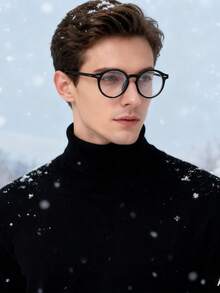 1 Pair Vintage Round Frame Personalized Fashion Multi-Color Flat Lens Glasses For Men, Metal Hinges, Suitable For Computer Office, Decoration, Student Study, Reading, Business, Running, Gaming, Driving - Multicolor - View 10