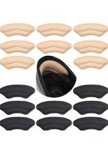 8双装弹性鞋跟垫，适用于宽松鞋款，提升鞋子贴合度和舒适度（16片装）（黑色+浅杏色），女士鞋跟保护垫，防滑鞋垫，硅胶鞋跟贴，高跟鞋垫，柔软内衬，无缝贴合，减震，防滑材质，鞋跟稳定器，适用于办公鞋、男鞋