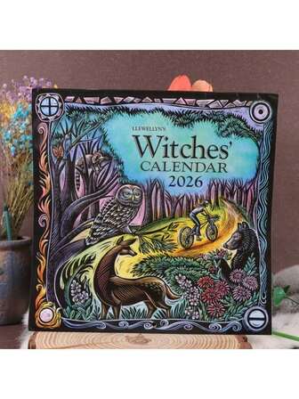 1 Witch's 2026 Magic Calendar & Wicca Spellbook, Includes Lunar Phases, Herbal Healing Guide, Celtic Knots & Witchcraft Art - Undated Pagan Planner For Wiccan , Meditation, Astrology - Inspired By Llewellyn Design, English Version, Daily & Monthly Spiritual Practice, Mystical Cover With Witch Calendar, Herbal Remedies & Wiccan Traditional Spells Guide