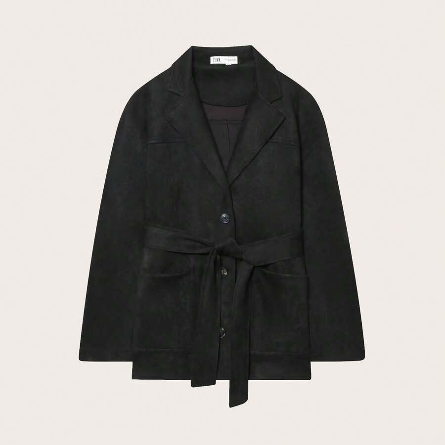 Women's Fashionable Casual Suedette Brown Trench Coat, With Collar, Long Sleeves And Practical Pockets, Creates A Stylish Look, Suitable For Halloween