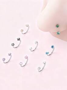 1pc Minimalist Fashionable Charming Personalized Stainless Steel Zirconia Rhinestone Exaggerated Nose Ring/Stud, Suitable For Festivals, Parties, Gifts And Daily Wear - Star - View 1