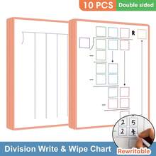 10 piezas de pizarras de práctica de división matemática de doble cara reutilizables con hojas de trabajo de borrado en seco para niños de escuela primaria, aprendizaje de división larga con pizarras blancas - Multicolor - Ver 14