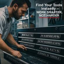 12 Pack Magnetic Toolbox Labels 3D Printed Reusable Tool Box Labels Toolbox Label Magnetic Steel Cabinets Carts and Tool Chest Organization Durable Workshop Organizer Tags 24pcs (12*Red)Tool Chests & Cabinets - 12 Rojo - Ver 4