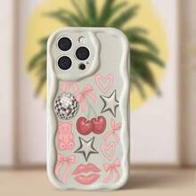 Funda de teléfono con bolas de discoteca, lazos, cerezas, estrellas, labios, ondas de crema y conchas, Compatible con varios modelos de para, incluidos 8, XS, 15 Pro, 16, 6S, 12, 13, 14 Plus, SE (2020), 11 y 16E (2022), Así como 4, 6,, XR, y X, forro de bola de discoteca Iph, Phonecase Disco, funda de teléfono para mujer - transparente - Ver 10
