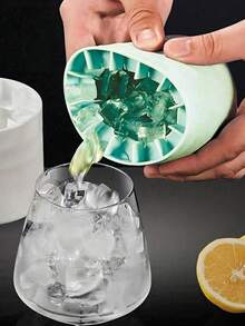 1 pieza Molde de hielo portátil de silicona rosa, fabricante de cubos de hielo 3D en forma de cilindro, bandeja de hielo de silicona de fácil liberación, con múltiples compartimentos y diseño en forma de cubo simple con tapa, fabricante de hielo reutilizable, adecuado para el hogar, bar, club y uso al aire libre en verano