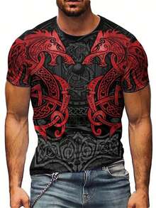 Men's 2025 Summer Party 3D All-Over Print T-Shirt - Soft Short Sleeve Round Neck Casual & Themed Outfit Essential, Machine Washable Comfortable Fit For Year-Round Wear - Multicolor - View 5