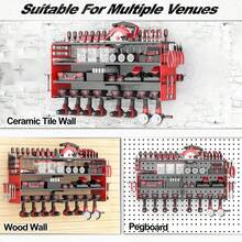 Power Tool Organizer Wall Mount,4 Layer Cordless Tool Storage Rack,Heavy Duty Metal Power Tool Shelf Battery Storage Loads 320lbs With 8 Drill Holder,Utility Racks For Garage Workshop - Red - View 7