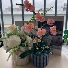 1000+Pcs Realistic Phalaenopsis Orchid Flower Bouquet Model Building Blocks Set, With Flower Pot, Artificial Plants, Home Office Decor, Ideal Gift For Flower Lovers, Christmas, Easter, Mother's Day, Holidays, Birthdays - Multicolor - View 2