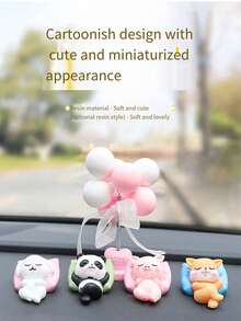 1个可爱睡着的动物汽车装饰摆件，萌萌的卡通仪表盘/桌面装饰品 - 彩色 - 查看 3