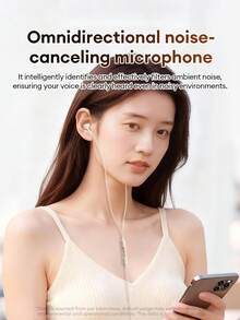 Tai nghe có dây Lenovo YF03 với nút tai bằng silicon, thiết kế nhét nửa tai, giao diện Type-C hoặc 3,5 mm, chất lượng âm thanh vòm, chống ồn, cuộc gọi độ nét cao, độ trễ thấp cho âm nhạc, chơi game, học tập, văn phòng, tai nghe có dây nhẹ và thoải mái tương thích với điện thoại thông minh và máy tính - trắng - Xem 9