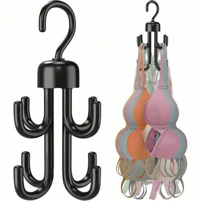 1/2pcs Tank Top Hanger, Durable Plastic Hangers, Swivel Belt Hanger Hooks, Designed For Hanging Tank Tops, Ties, Belts, Bags,Belt, Scarf Storage Rotary Four Claw Hook, Household Multifunctional Clothing Hat Hook, Multi-Function Rotating Hanger Hooks For Clothes, Bags, Belts, Scarves, Ties Storage Rack,Bathroom Accessories