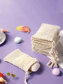 1/5/10个装可重复使用去角质皂袋，带抽绳皂袋，皂袋，打结沐浴皂袋，用于起泡和晾干，身体磨砂膏，背部磨砂膏，肌肤柔滑器，用于去除污垢和死皮，身体清洁工具，浴室用品，浴室配件，家居浴室装饰，夏季