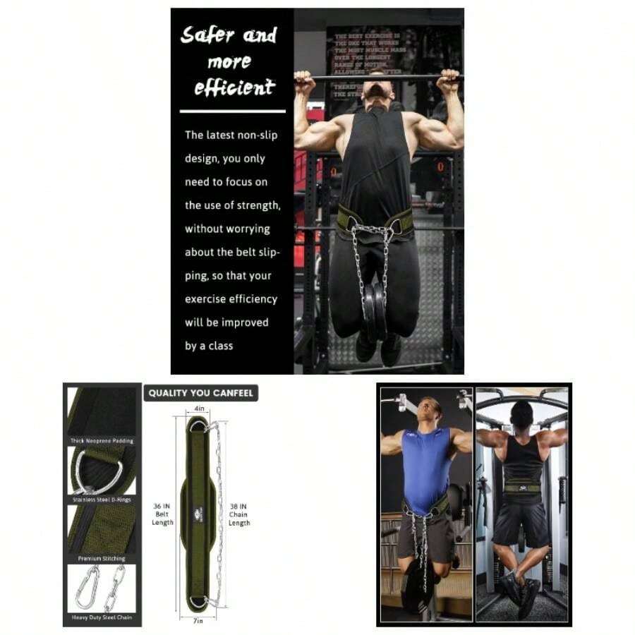 - Cinturn de inmersin para levantamiento de pesas, cinturn de entrenamiento con cadena, cinturn de neopreno para levantamiento de pesas, sentadillas, entrenamiento, fitness, hombres y mujeres cinturn y cadena - verde - Ver 1
