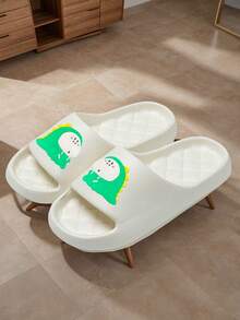 新款时尚热销EVA女士拖鞋，简约可爱卡通水豚造型，柔软轻便抗菌材质，浴室防滑静音速干，户外沙滩休闲男女通用凉鞋 - 白色 - 查看 5
