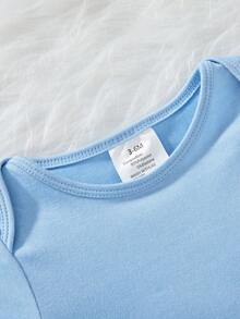 Baby Boys' Casual Slogan Print Short Sleeve Bodysuit, Summer - Blue - View 3