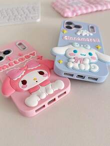 Fashionable Creative Sanrio Cinnamoroll And My Melody Silicone Waterproof Shockproof Phone Case, Cute & Stylish, Compatible With IPhone 17 Series, 11/12/12 Pro, 13/14/15, 13 Pro/14 Pro/15 Pro, 12 Pro Max/13 Pro Max/14 Pro Max/15 Pro Max, 16, 16 Pro, 16 Pro Max, 17, 17 Pro, 17 Pro Max - Pink - View 3