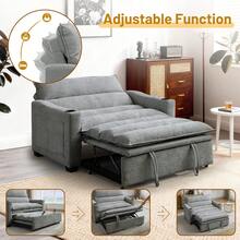 KORSER 3 In 1 Convertible Sleeper Sofa Bed, Pull Out Couch With Side Pockets & Cup Holders, Loveseat Reclining Sofa Bed With Adjustable Backrest For Living Room Bedroom, Chenille - Màu xám đen - Xem 5