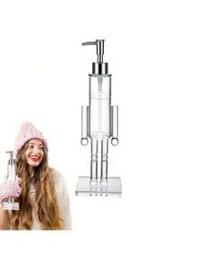 Nutcracker Shaped Hand Wash Bottle, Transparent Nutcracker Design Hand Wash Bottle, Christmas Themed Pump Hand Wash Bottle, Acrylic Material, Easy To Refill - Multicolor - View 7