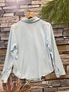 Women's Long-Sleeved Shirt Made Of Beautiful Viscose Fabric. - 淺蘭 - 查看 2