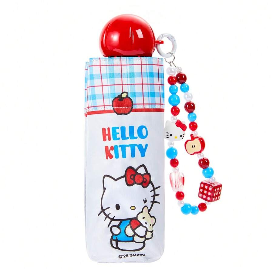 Miniso 名创优品Hello Kitty防晒伞，UPF 50+防晒五折便携口袋伞，可爱三丽鸥户外遮阳伞（4色可选）-格纹边