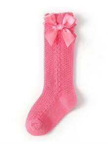 1 Pair Women's Bow Decor Colorful Lace Mid-Calf Socks, Suitable For Daily Wear - Multicolor - View 6