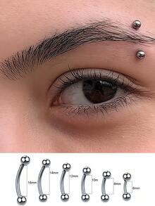 3Pcs/1Set Curved Barbell Eyebrow Ring, Stainless Steel Banana Bar Cartilage Earring, External Thread Hypoallergenic Tragus Helix Piercing Jewelry, Valentine Christmas Gift - Multicolor - View 2