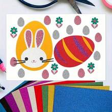 10色5.91*5.91英寸闪光纸，高品质闪光纸工艺套装，彩色纸艺套装，是手工制作和DIY项目的理想之选。套装包含压花工具、星形闪光折纸条、珠光纸，非常适合制作闪亮礼物和折纸书。