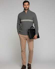 Men's Turtleneck Jacket, Men's Zippered Jacket, Men's Winter Jacket - 石墨 - 查看 5