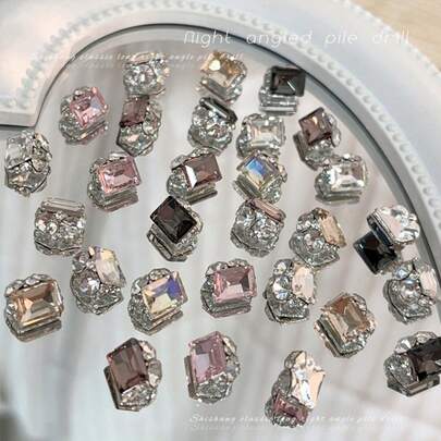 10颗水晶水钻美甲装饰品，奢华法式合金美甲饰品，闪亮美甲配件，美甲用品，美甲宝石