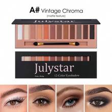 Julystar 12色眼影盘，日夜妆容套装，哑光和珠光质地，易于晕染，专业眼影盘，适合初学者，送礼佳品 - 彩色 - 查看 14
