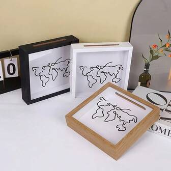 1 pieza Caja de archivo de recuerdos de viaje de aventura: Portador de boletos de música, exhibición de recibos y mapas de viaje - Caja de archivo de aventura con diseño de mapa mundial, decoración para entusiastas de los viajes