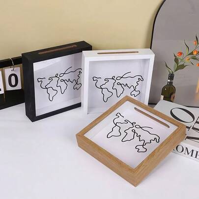 1pc S/L Adventure Travel Memory File Box: Music Ticket Holder, Travel Receipts & Map Display - World Map Design Adventure File Box, Decor For Travel Enthusiasts