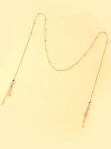 1件耳链脸部饰品，独特设计，时尚流苏脸部装饰，女性社交媒体拍照配饰 - 金色 - 查看 4