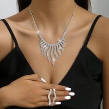 3pcs Set Of Silver Jewelry, Irregular Tassels, Wedding Jewelry, Necklace Set, INS French Style, Personalized, Retro, Fashionable, Versatile, Niche, High-End, Gift Giving, Daily Street Commuting, Gatherings, Celebrations, Festivals, Parties, Wearing - Bạc - Xem 5