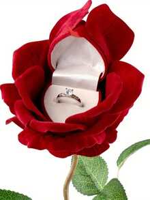 1 قطعة - صندوق خاتم على شكل وردة مخملية، باقة فردية، هدية عيد الحب، دعامة للخطبة، عنصر ديكوري، هدية عيدية، ديكور وردة - متعدد الألوان - مشاهدة 2