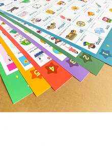 6pcs A3 Educational Visual Words And Word Family Posters, Frameless Classroom Learning Posters, 220 Visual Words And 160 Word Families Collection, Suitable For Kindergarten, Preschool, Home Education, Playroom Decor - Multicolor - View 5