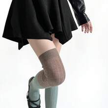 Fashion Over The Knee Socks For Autumn, Contrasting Wide Stripes, Contrasting High Tube Socks For Women, Slightly Transparent, Contrasting Vertical Stripes, Over The Knee Long Boots Socks - màu hồng đặc - Xem 4