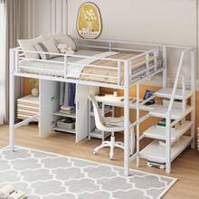 Kids Bed Frames, Headboards & Footboards - White + Metal + 140cm*200cm - View 4