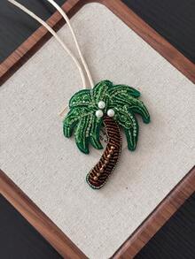 HXXOOS 1 chiếc túi xách đính hạt thủ công hình bãi biển nhiệt đới có mặt dây chuyền hình cây dừa, túi xách tự làm, nhẹ và không cồng kềnh, vật dụng thiết yếu cho phụ nữ khi đi nghỉ, mang phong cách Y2K, vừa với túi xách/túi tote/ba lô/túi xách đi biển, tuyệt vời làm quà tặng cho các cặp đôi. - Màu xanh lá cây đậm - Xem 2