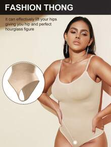 1 bộ áo định hình liền thân không đường may dành cho nữ, kiểu quần lọt khe, áo định hình giúp thon gọn vóc dáng, áo định hình vòng eo, đồ tập eo. - Màu be - Xem 3