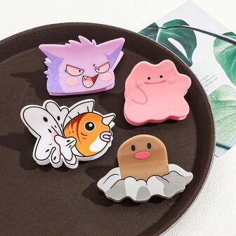 pocket monsters 1pc/4pcs Hair Accessories Such As Pokémon Ditto, Haunter, Diglett, Magikarp, Etc., Stylish And Versatile Hair Clips, Cute And Adorable Hairpins, Acrylic Hair Claws