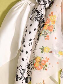 3件套白色佩斯利碎花三角围巾发带发饰，休闲波西米亚复古宫廷风派对可爱风，涤纶材质，四季皆宜，发圈，发绳 - 白色 - 查看 3