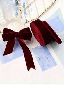 Velvet Ribbon Handmade Wedding Party Decoration Ribbon For Gift Wrapping DIY Hair Bowknot ,Luxurious Burgundy Velvet Ribbon, Soft Single Sided, Gift Wrapping Ribbon, DIY Jewelry Making - Red - View 7